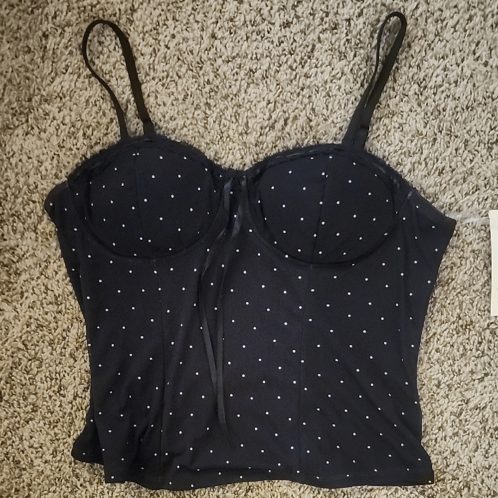 No Boundaries Black Polka Dot Tank Top